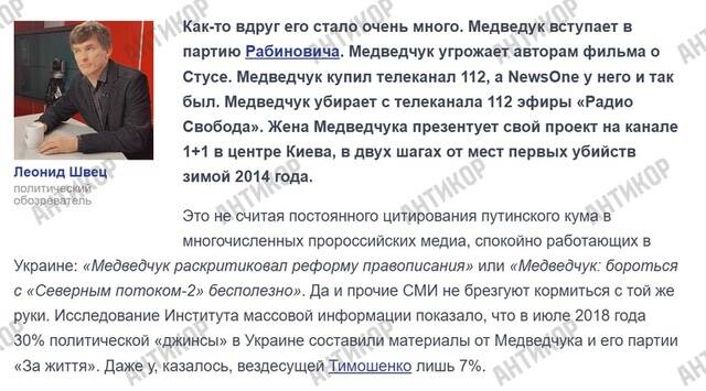Отбеливание Медведчука и удаление компромата: как Александр Швец и «Факты» обслуживают интересы российских агентов влияния